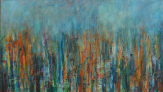 "Gefühl von Sommer", VERKAUFT- Mixed Media auf Leinwand, 80 x 140 x 4 cm