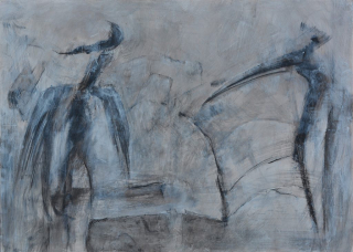 "Stellvertreter"-173, Acryl auf Leinwand, 100 x 140 cm Ausstellung "Stillstand- Eine Zeit, in der die Farbe am Pinsel trocknet"
