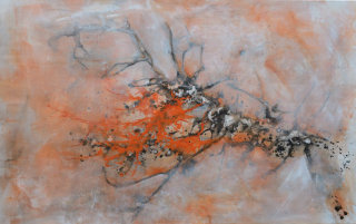 "Cuvee",-182, Mixed Media auf Leinwand, 100 x 160 x 2 cm Wein- Verschnitt- Kreativworkshop Wein und Kunst